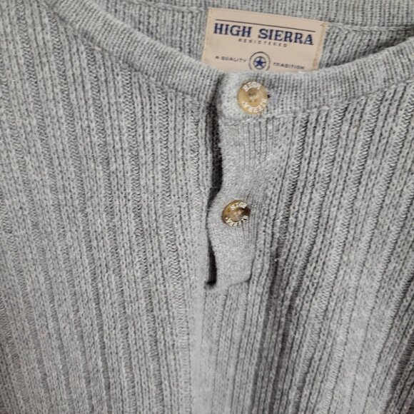High Sierra Gray Knit 2-button Sweater Ramie Cotton XXL Men's front zip pocket - Picture 3 of 7